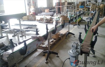 出口到國(guó)外的飲料輸送線（塑鋼板鏈輸送機(jī)）